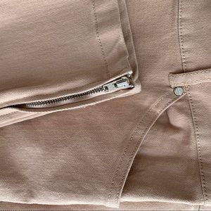 BALENCIAGA Moto Skinny Zip Peach Jeans Ankle Graze